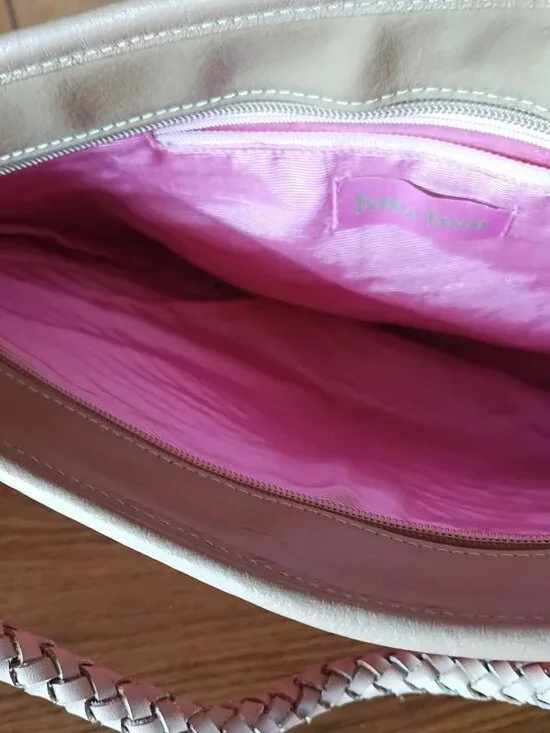 Donna Dixon pink raffia woven shoulder bag / boho beach purse - Picture 3 of 4